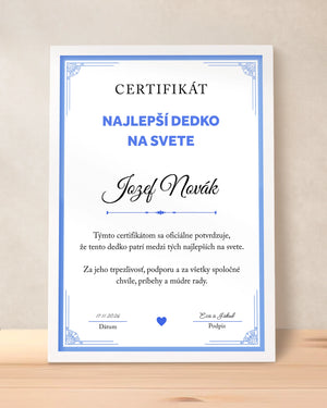 Certifikát Najlepší dedko na svete