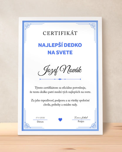 Certifikát Najlepší dedko na svete