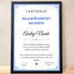 Certifikát Najlepší krstný na svete