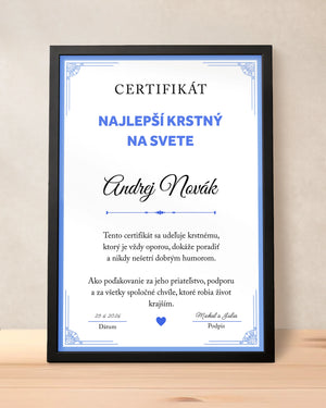 Certifikát Najlepší krstný na svete