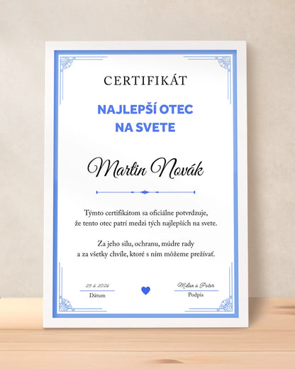 Certifikát Najlepší otec na svete