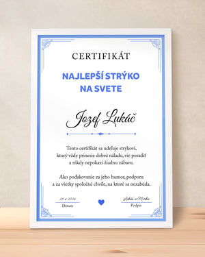 Certifikát Najlepší strýko na svete