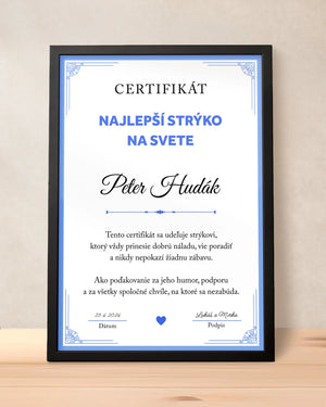 Certifikát Najlepší strýko na svete