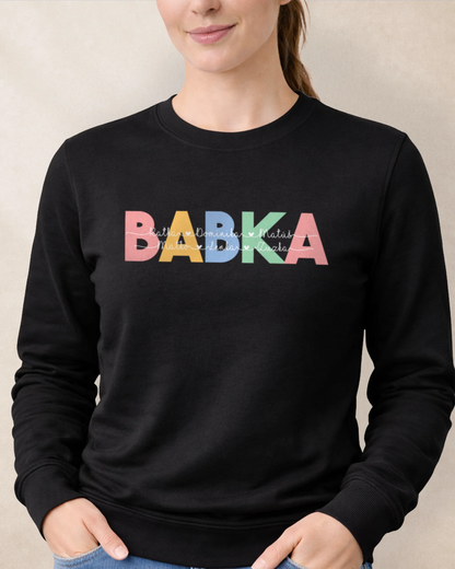 Mikina bez kapucne BABKA s menami vnúčat