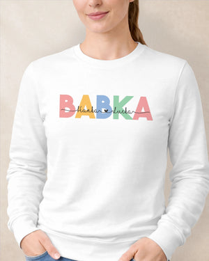 Mikina bez kapucne BABKA s menami vnúčat