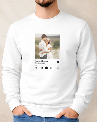 Unisex mikina bez kapucne – Spotify s tvojou fotkou