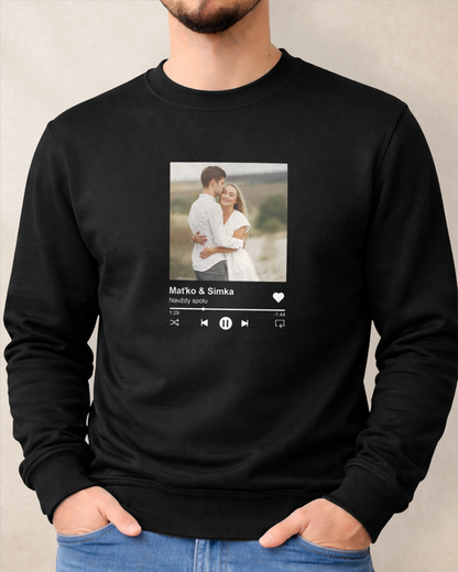Unisex mikina bez kapucne – Spotify s tvojou fotkou