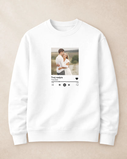 Unisex mikina bez kapucne – Spotify s tvojou fotkou