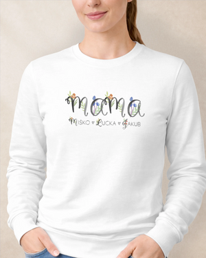 Mikina bez kapucne Mama s menami detí kvety