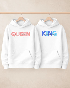 Párové mikiny King & Queen s vlastnými menami